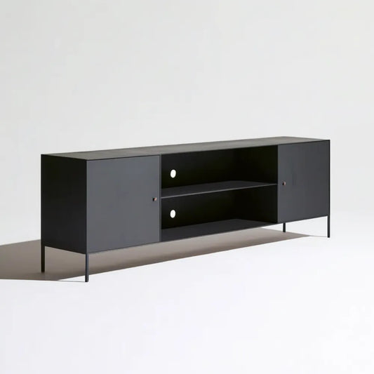 Szafka RTV minimalistyczna z laminowanej płyty wiórowej Czarna/Antracytowa 180 × 40 × 55 cm